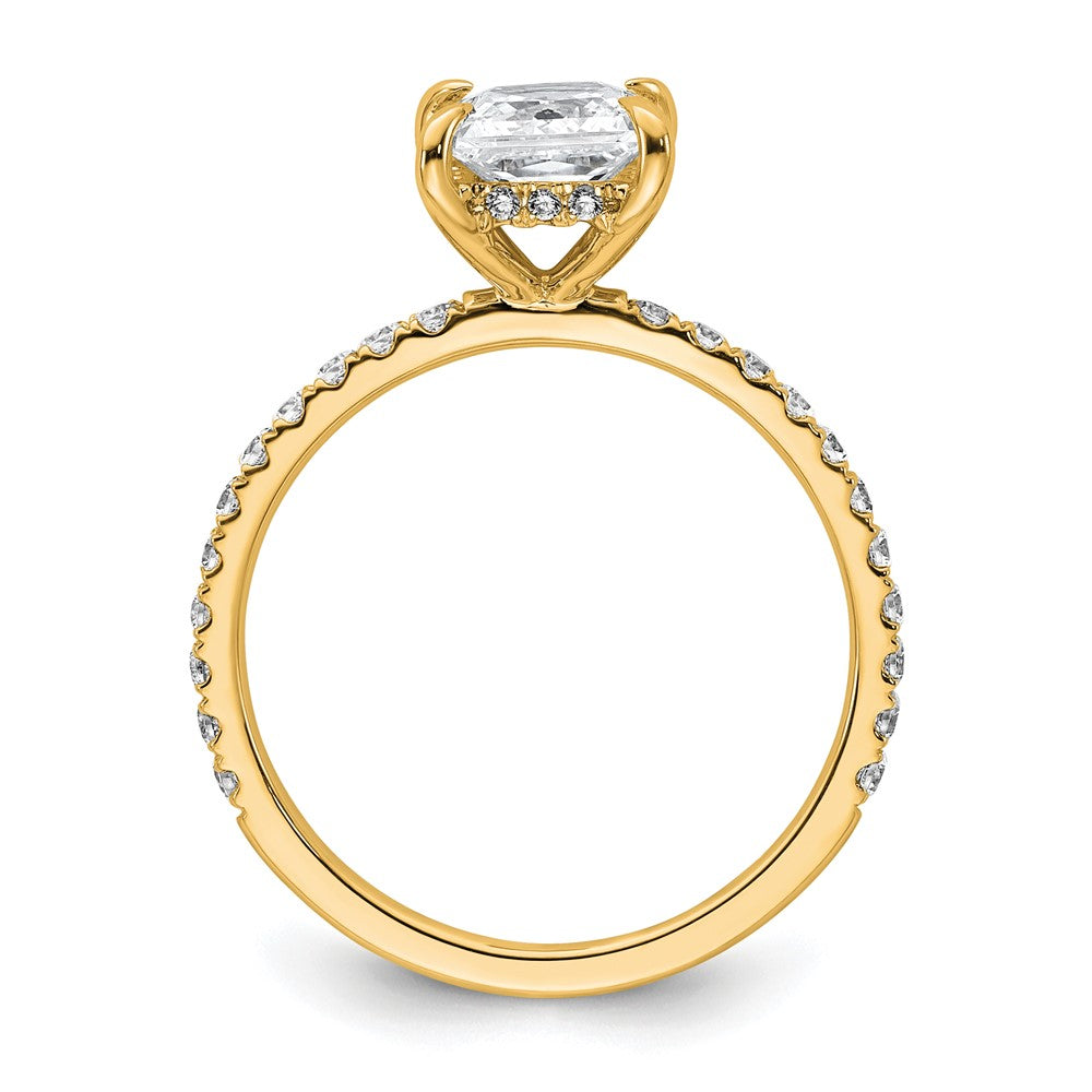 14K Yellow Gold 2 carat Certified Lab Grown Diamond VS+ F+ Princess Complete Solitaire with Flair Engagement Ring