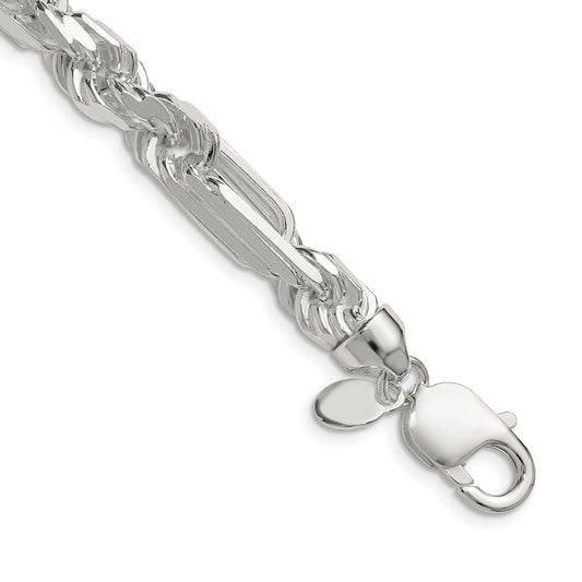 Sterling Silver 8mm D/C Figarope 26 Inch Chain