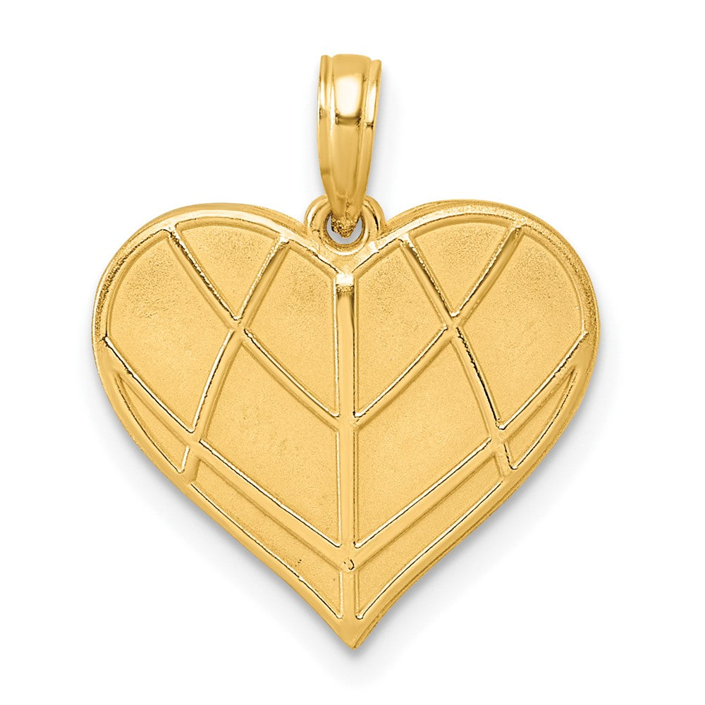 14K Yellow Gold Polished Grooved Heart Pendant