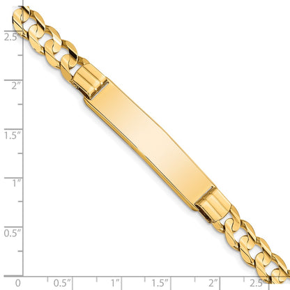 14K Yellow Gold Polished Solid Chain/Solid Plate Curb Link 37x8mm Plate 8 Inch ID Bracelet