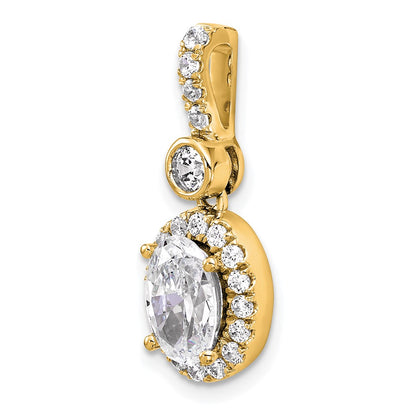 14K Yellow Gold 2 carat Certified Lab Grown Diamond VS+ F+ Oval Complete Halo Pendant