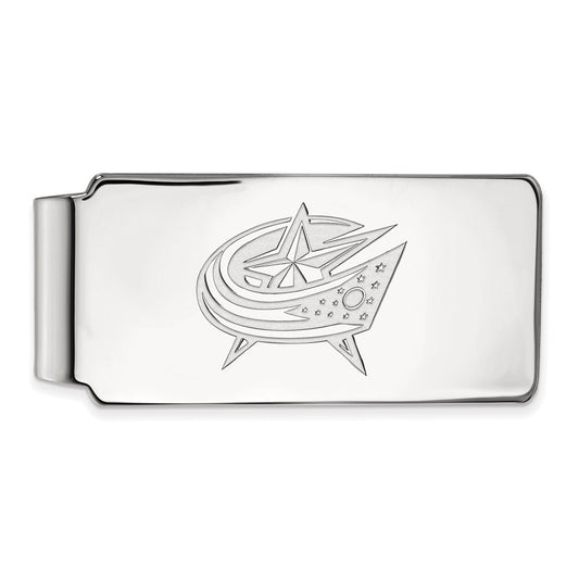 14K White Gold NHL LogoArt Columbus Blue Jackets Money Clip
