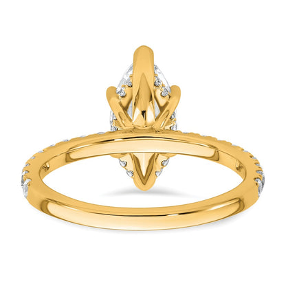 14K Yellow Gold 2 5/8 carat Certified Lab Grown Diamond VS/SI+ G+ Marquise Complete Solitaire with Flair Engagement Ring