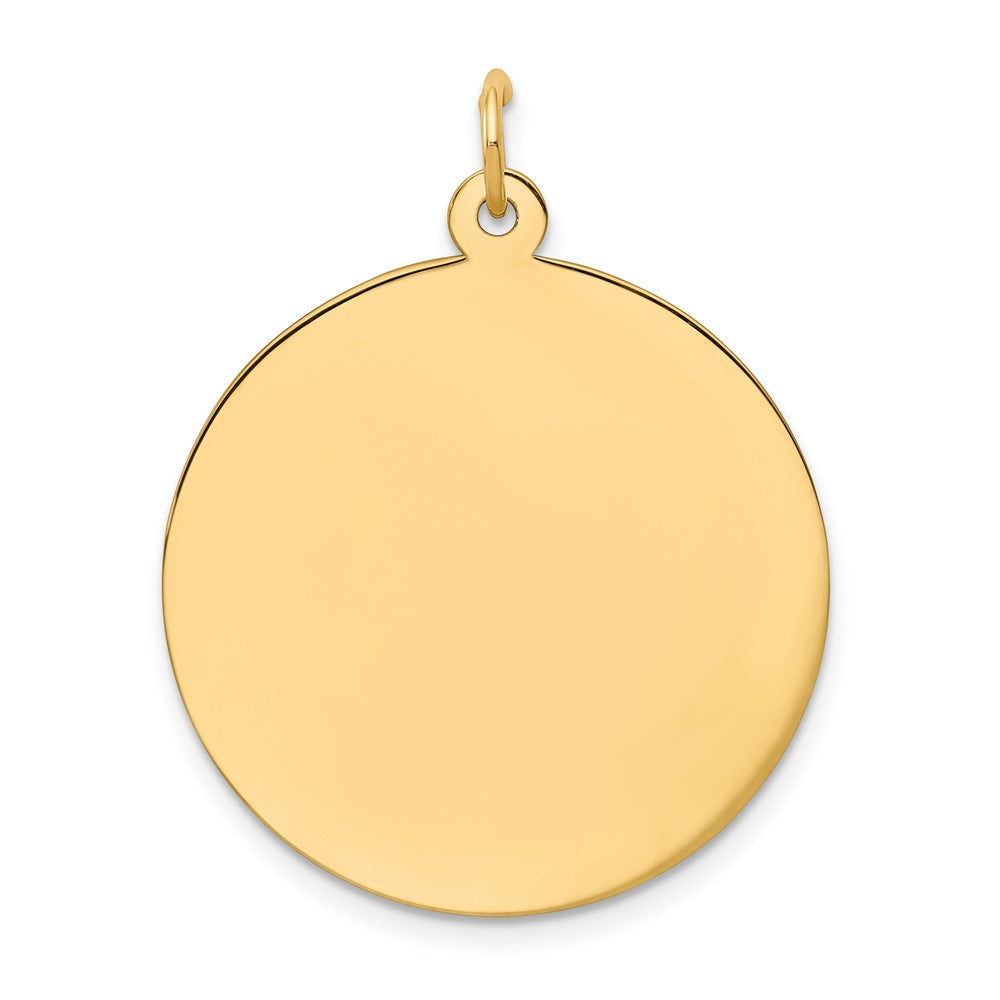 14k Yellow Gold Plain Circular Engravable Disc Charm