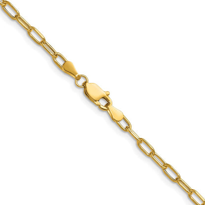 14K Yellow Gold 3.0mm Semi-Solid Beveled Paperclip 26 Inch Chain