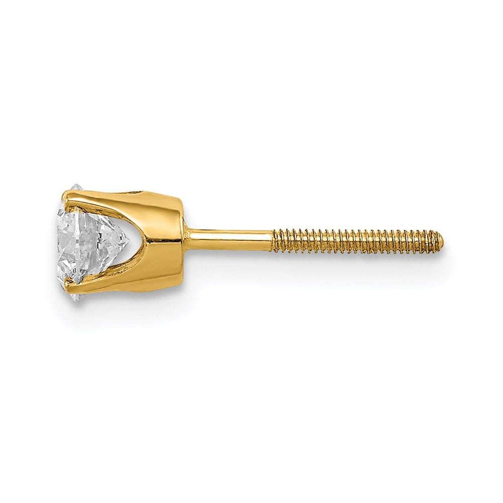 14K Yellow Gold 1/2 carat Single Stud AA Diamond Earring