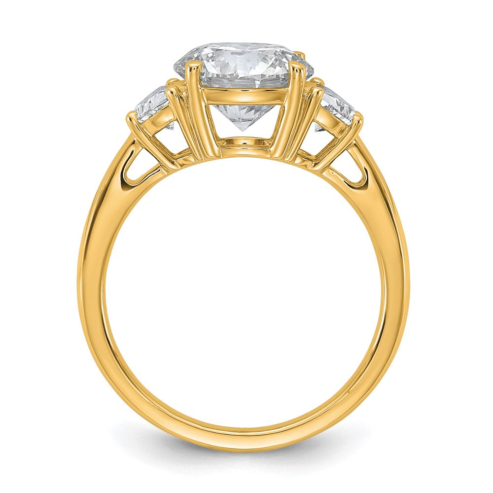 14K Yellow Gold 3 1/8 carat Certified Lab Grown Diamond VS/SI+ G+ Round Complete Three Stone Engagement Ring