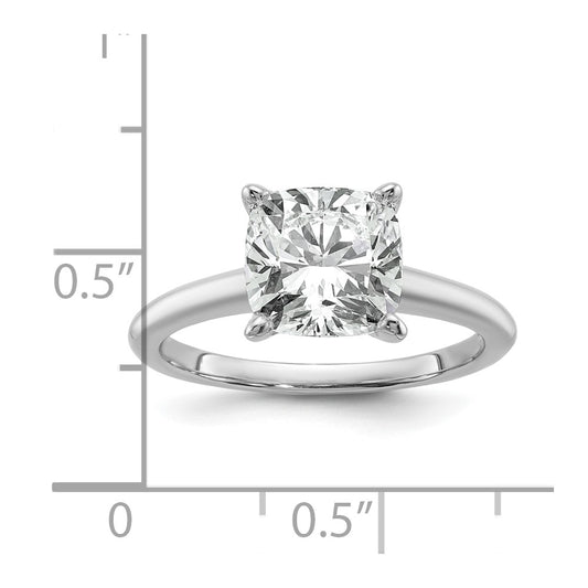 14K White Gold 3 carat Certified Lab Grown Diamond VS+ F+ Cushion Complete Solitaire Engagement Ring