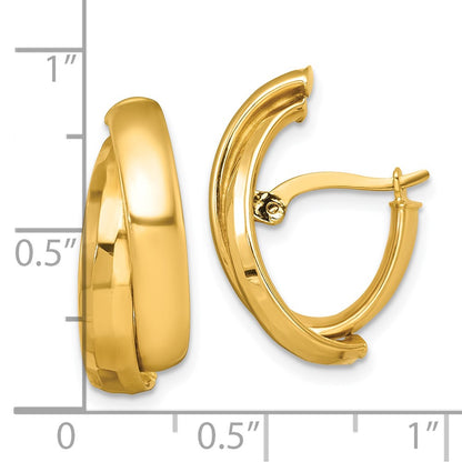 14K Yellow Gold Polished Fancy Double J-Hoop Earrings