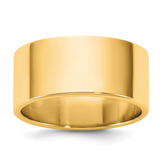 14K Yellow Gold 9mm LTW Flat Wedding Band Ring