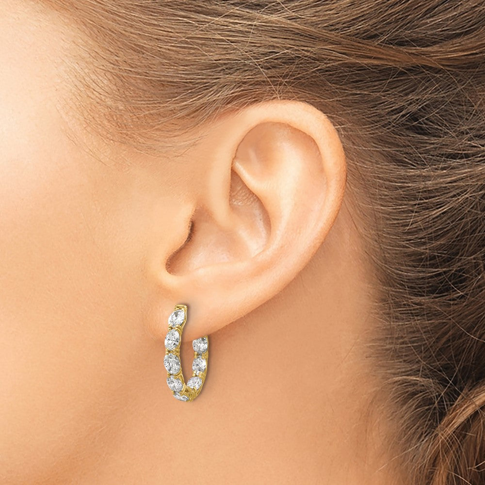 Def Earring 14K Yellow Gold Certified 5x3 Oval Lab Grown VS DEF Diamond Inside ...