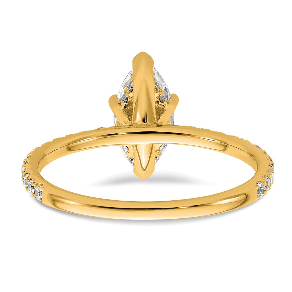 14K Yellow Gold 1 3/8 carat Certified Lab Grown Diamond VS+ F+ Marquise Complete Solitaire with Flair Engagement Ring