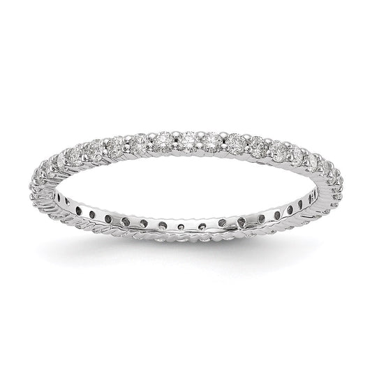14K White Gold Polished Size 7.5 Shared Prong 1/2 carat Diamond Complete Eternity Wedding Band Ring
