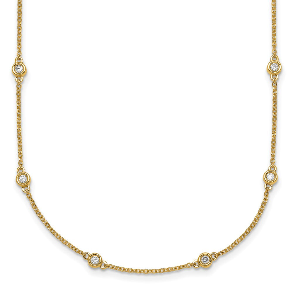14K Yellow Gold Complete 3/8 carat Bezel-set Diamond and Cable Chain 16-Station 16 Inch Necklace