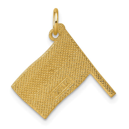 14K Yellow Gold Polished Enameled Rainbow Flying Flag Pendant