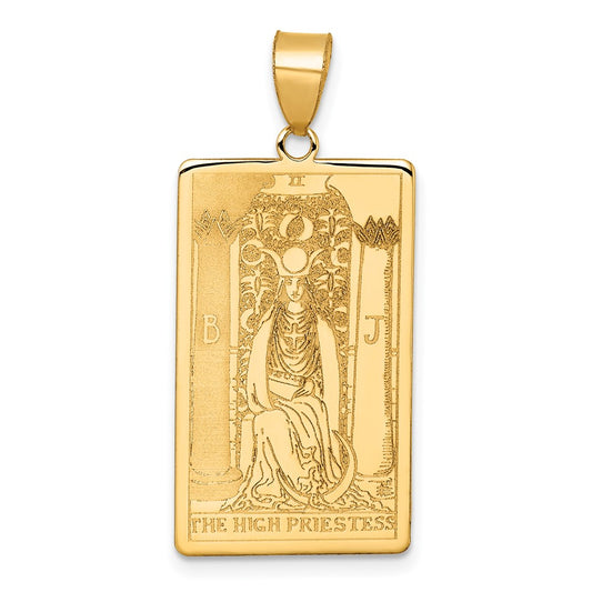 14K Yellow Gold The High Priestess Tarot Card Pendant