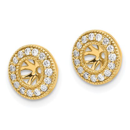 14K Yellow Gold 1/4 carat Diamond Circle Earring Jackets