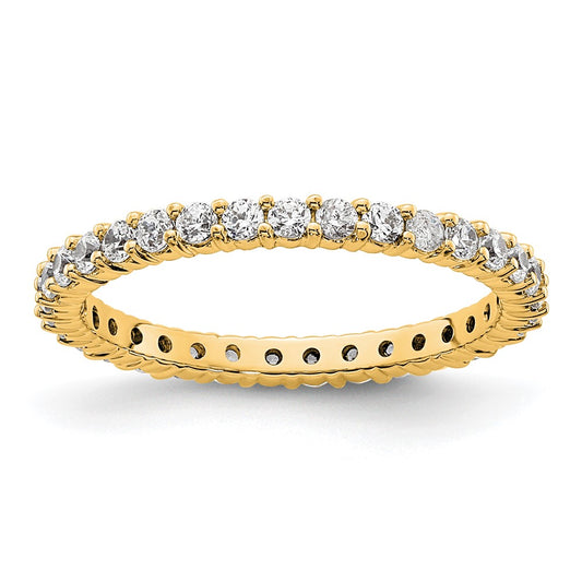 14K Yellow Gold Polished Size 4.5 Shared Prong 1/2 carat Diamond Complete Eternity Wedding Band Ring
