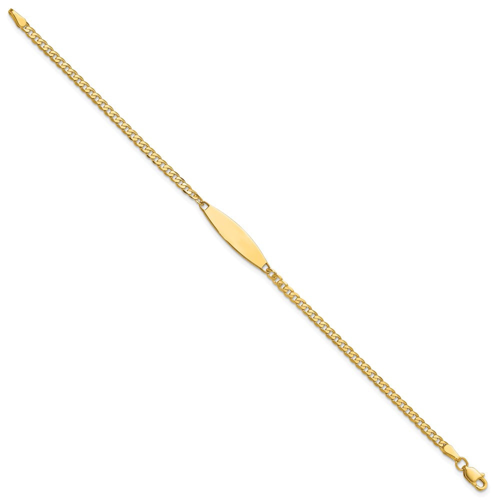 14K Yellow Gold Polished Solid Chain/Solid Plate Curb Link 36x5.1mm Plate 7 Inch ID Bracelet