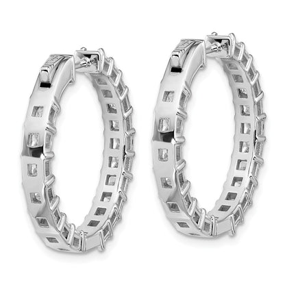 14K White Gold Inside/Outside Cert Lab Grown VS DEF Princess Diamond Hoop Earrings