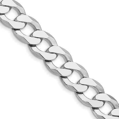 Sterling Silver Rhodium-plated 11.75mm Flat Curb 20 Inch Chain