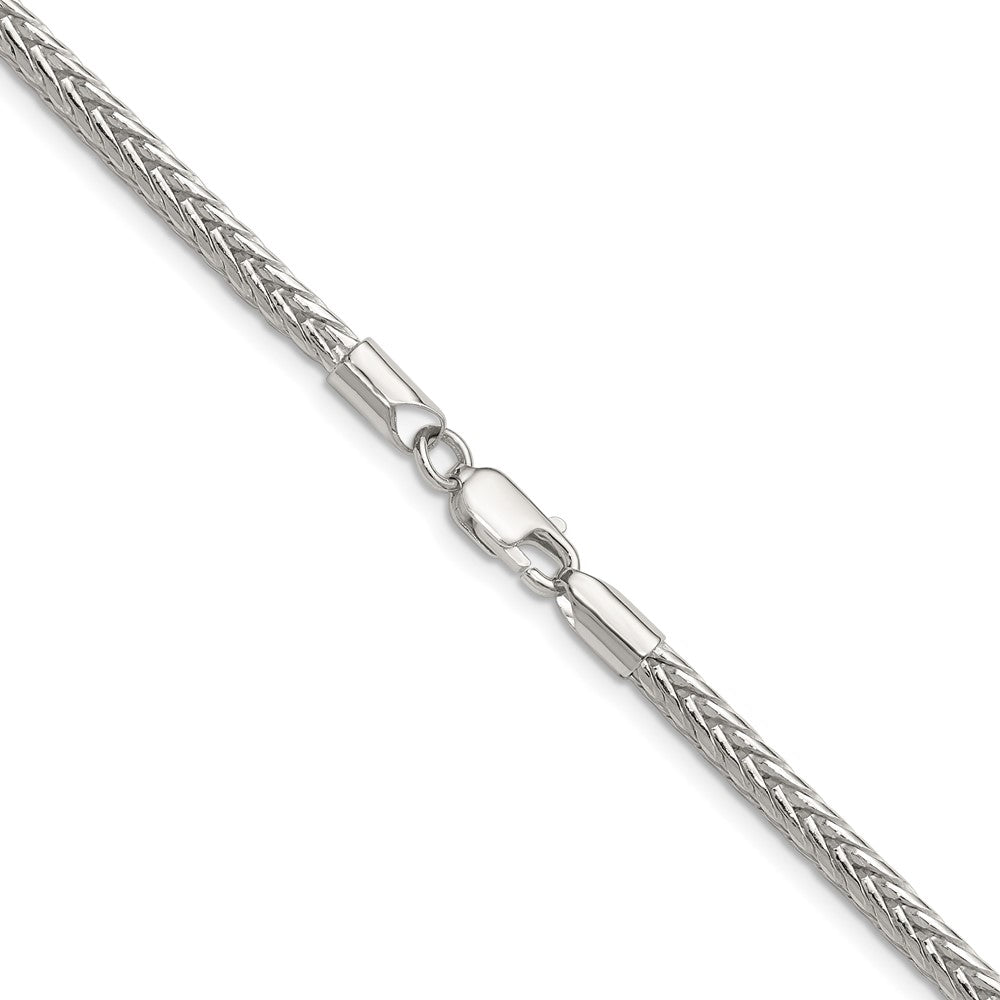 Sterling Silver 3.4mm Diamond-cut Round Franco 30 Inch Chain