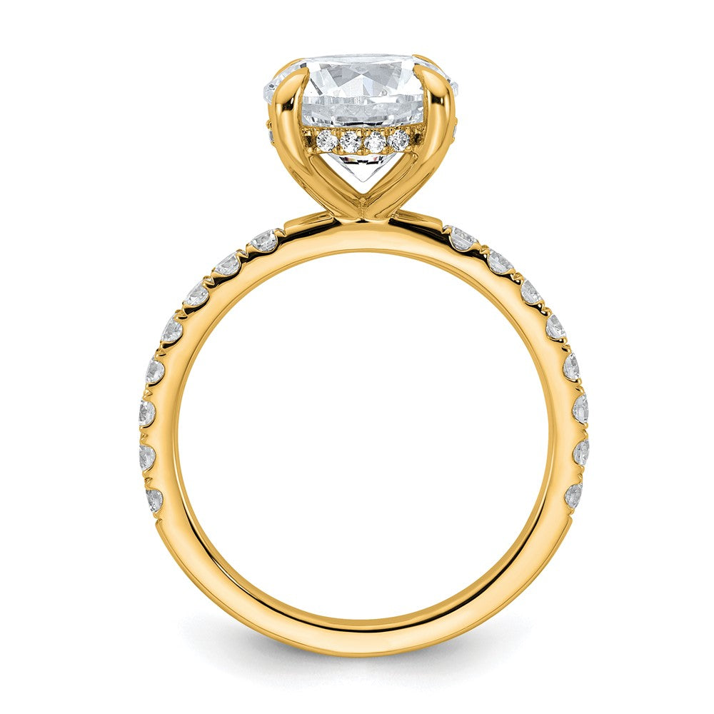 14K Yellow Gold 3 1/2 carat Certified Lab Grown Diamond VS/SI+ G+ Round Complete Solitaire with Flair Engagement Ring