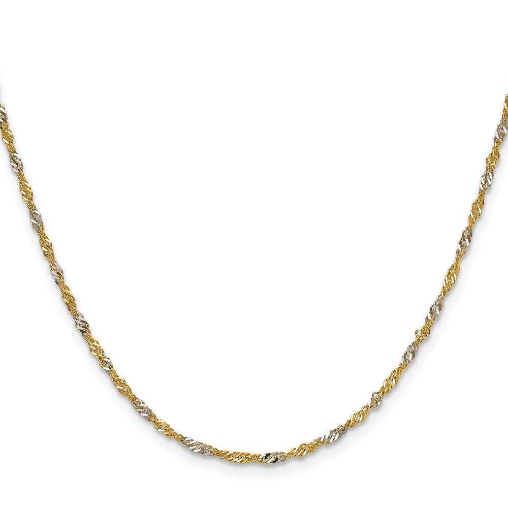 14K Yellow Gold with Rhodium 1.9mm Singapore 20 Inch Chain