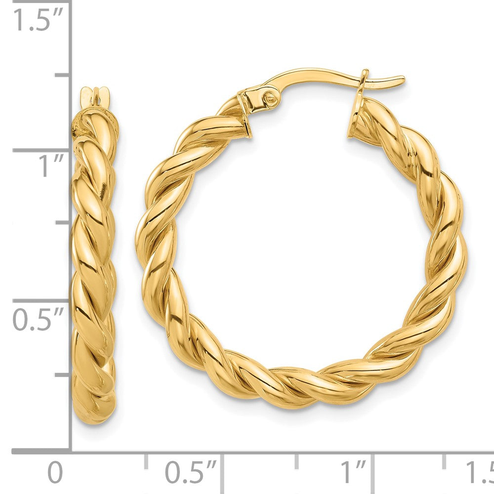 14K Yellow Gold Polished Twisted Hoop Earrings