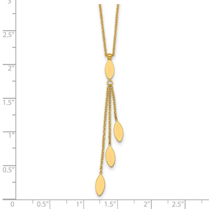 14K Yellow Gold Polished Oval 3-Dangles 16 Inch Necklace Plus 2 Inch Extender