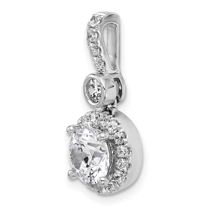 14K White Gold 2 carat Lab Grown Diamond VS/SI+ G+ Round Complete Halo Pendant