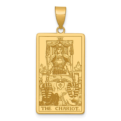 14K Yellow Gold The Chariot Tarot Card Pendant