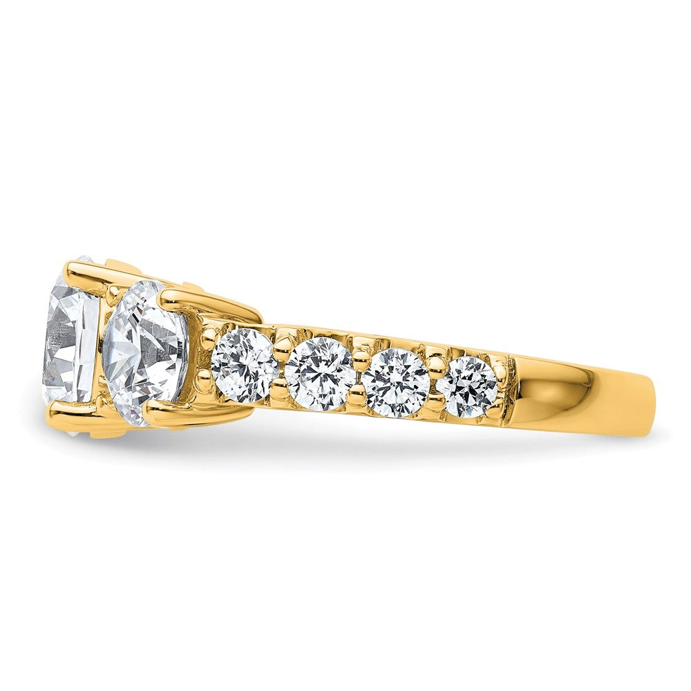 14K Yellow Gold 4 carat Lab Grown Diamond VS/SI+ G+ Round Complete Three Stone Engagement Ring