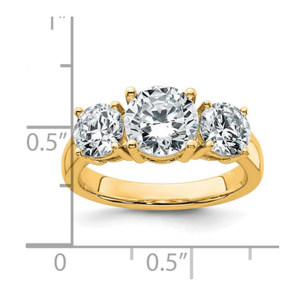14K Yellow Gold 3 carat Lab Grown Diamond VS+ F+ Three Stone Complete Engagement Ring