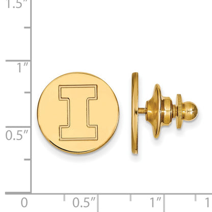 14K Yellow Gold Gold LogoArt University of Illinois Letter I Lapel Pin