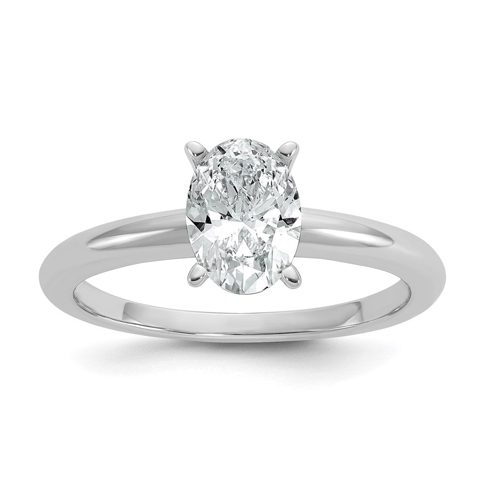 14K White Gold 1 carat Lab Grown Diamond VS+ F+ Oval Complete Solitaire Engagement Ring