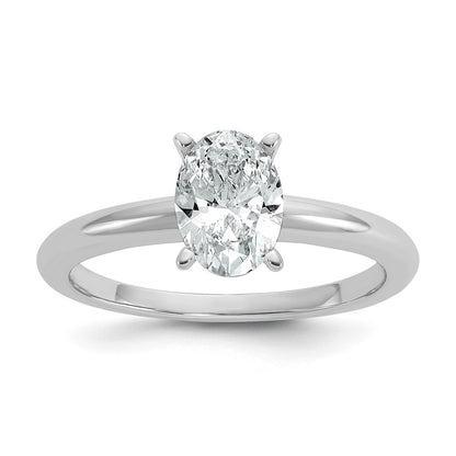 14K White Gold 1 carat Lab Grown Diamond VS+ F+ Oval Complete Solitaire Engagement Ring
