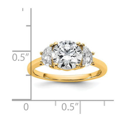 14K Yellow Gold 2 carat Certified Lab Grown Diamond VS/SI+ G+ Round Complete Three Stone Engagement Ring