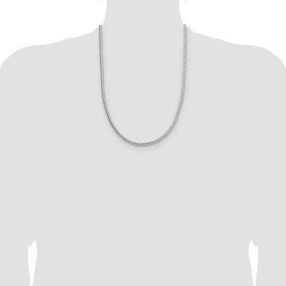 Sterling Silver 3.8mm Diamond-cut Round Franco 24 Inch Chain