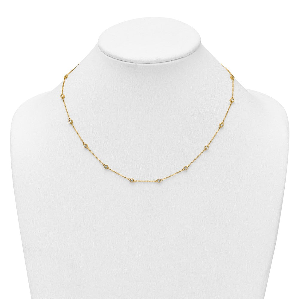 14K Yellow Gold Complete 5/8 carat Bezel-set Diamond and Cable Chain 18-Station 18 Inch Necklace