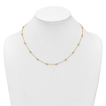 14K Yellow Gold Complete 5/8 carat Bezel-set Diamond and Cable Chain 18-Station 18 Inch Necklace