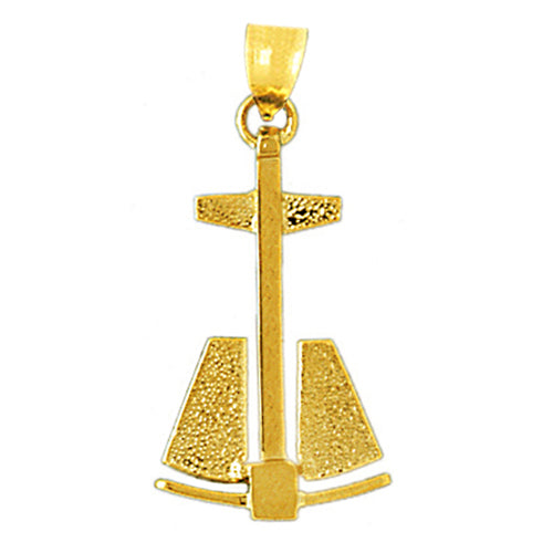 14K Gold 25MM Ship Anchor Pendant