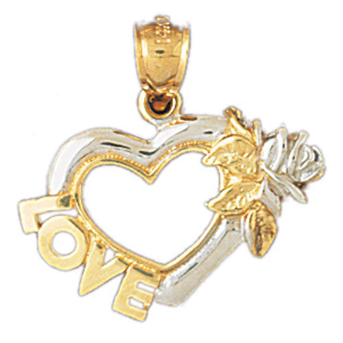 14Kt Two Tone Gold Love and Heart Pendant