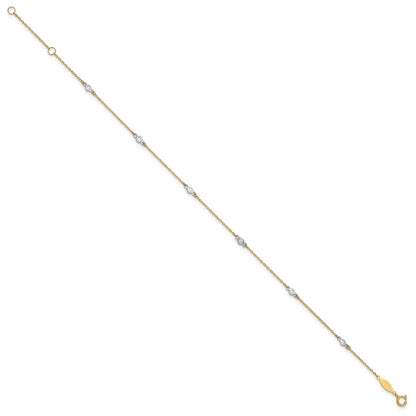 10K Two-Tone Cz 9In Plus 1In Ext. Anklet