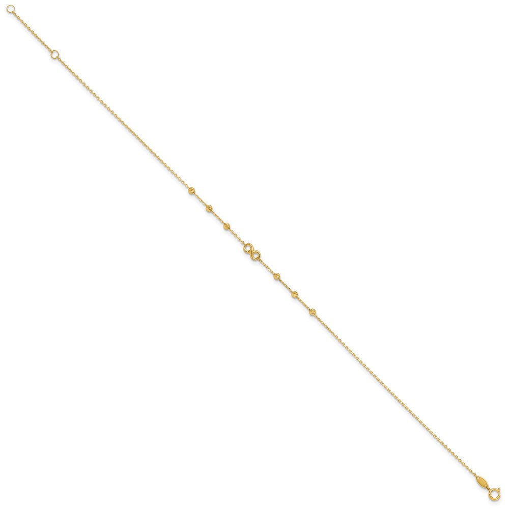 10K Yellow Gold 10K Infinity Symbol 10In Plus 1In Ext. Anklet