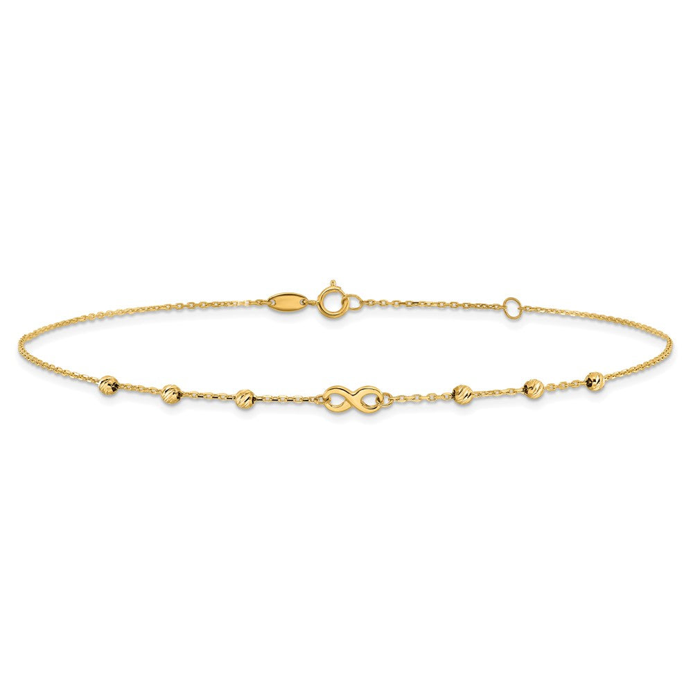 10K Yellow Gold 10K Infinity Symbol 10In Plus 1In Ext. Anklet