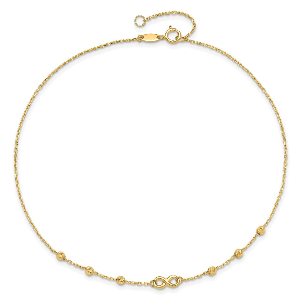 10K Yellow Gold 10K Infinity Symbol 10In Plus 1In Ext. Anklet