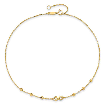 10K Yellow Gold 10K Infinity Symbol 10In Plus 1In Ext. Anklet
