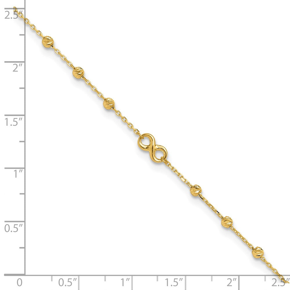 10K Yellow Gold 10K Infinity Symbol 10In Plus 1In Ext. Anklet