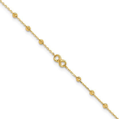 10K Yellow Gold 10K Infinity Symbol 10In Plus 1In Ext. Anklet